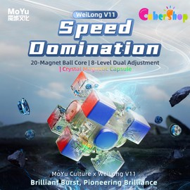 Cubershop Moyu WRM V11 20M Ball core MagLev Magnetic UV Stickerless 3x3 Speed Cube,Latest Arrival Luxury Adjustable Tension 3by3 100 Magnets WRM Pro Flagship Ultra Smooth Deluxe Magic Cloth Cube