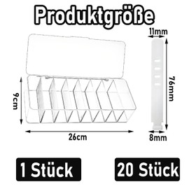 Vimmvid Pack of 21 Cable Organiser Box, Cable Storage and 20 Cable Ties, Transparent Storage Box for Cable Storage Box, Cable Organiser Box for Office