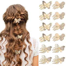 12Pcs Small Pearl Hair Claw Clips, Mini Butterfly Hair Barrettes,Sweet Decorative Hair Accessories for Women Teens