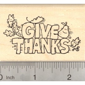 RubberHedgehog Thanksgiving Rubber Stamp, Give Thanks H23114 WM
