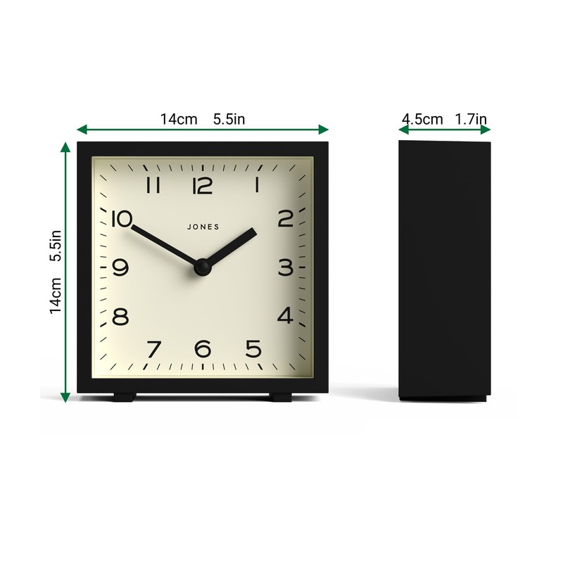 JONES CLOCKS® 'Disco' desk clock – sleek square design in
