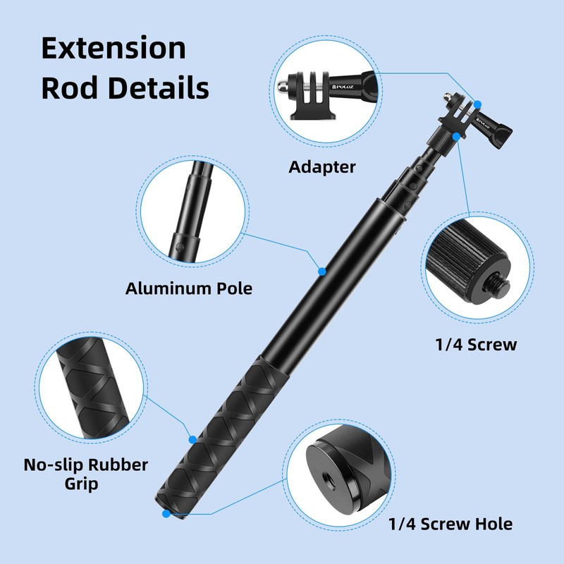 PULUZ 114cm Invisible Selfie Stick for Insta360, Extension Invisible Monopod