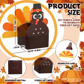 Cholemy 25 Pcs 3D Thanksgiving Gift Boxes DIY Thanksgiving Treat Boxes Thankful Turkey Goodies Box Candy Box Cupcake Box Thanksgiving Party Favor for Table Centerpiece Decoration, 2.36x2.36x1.97''