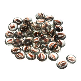 MECCANIXITY Decorative Flat Glass Marbles 17-19mm Rock Vase Filler Beads Pebbles Petal Brown for Fish Tank Table Scatter Decor, 50 Pcs