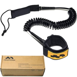 10ft Coiled SUP Leash for Paddleboard Ankle Cuff, Double Swivel