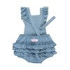 RuffleButts Light Wash Flutter Overall Romper - 6-12m