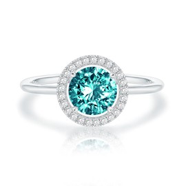 PAVOI 14K White Gold Plated Crystal Birthstone Rings | White Gold Rings for Women | Emerald Ring