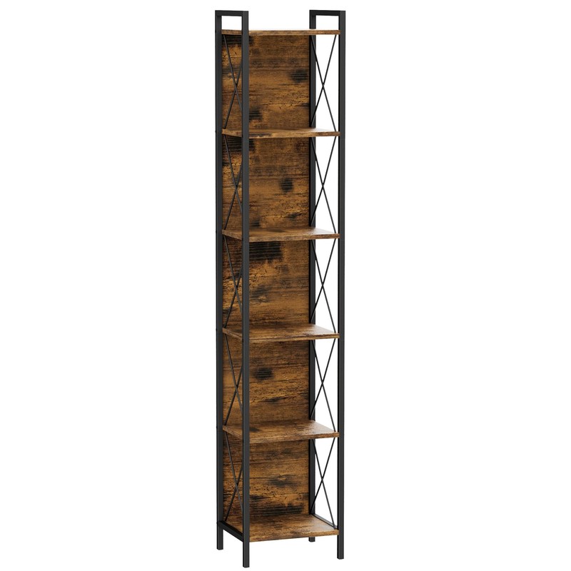 Homhedy 6 Tier Bookshelf Bookcase, Tall Narrow Bookshelf for Small