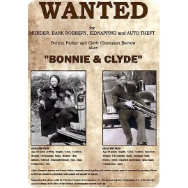 BONNIE AND CLYDE PHOTO WANTED POSTER 1934 MUG SHOT GANG MOB 8.5X11 REPRINT