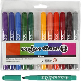 Colortime Marker Bullet Tip Line Width: 5 mm, 12 Assorted Colours