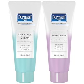 Dermasil Labs, crema facial sin aceite de día y crema facial sin aceite de noche, hipoalergénico, vitamina E, 2 onzas Tubos
