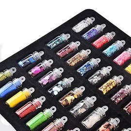 Trendy Club 48 Bottles Nail Art Decorations Kit Nail Ornament Glitter Charms Pearl Sequins Powder Rhinestones Caviar Beads UV Gel Tips Decor DIY Manicure Accessories