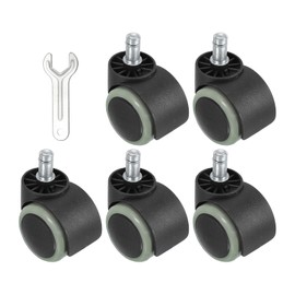 PATIKIL Office Chair Wheels Replacement 2", 5 Pcs Nylon Heavy Duty Office Furniture Casters Wheels with Wrench Universal Wheel for Hardwood Floor Carpet, Black/Gray(Grip Neck Stem)