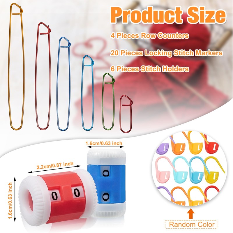 Syhood Row Counter Knitting Accessories, Includes 4 Pieces Row Counter