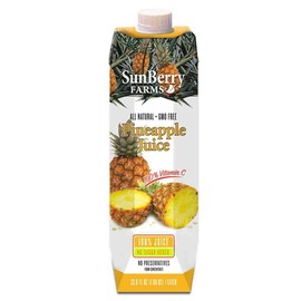 Sunberry Farms 100 Percent Pineapple Juice, 33. 8 Fluid Ounce -- 12 per case.