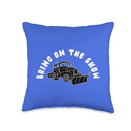 Snow Plow Driver Apparel and Gifts Funny Bring On The Snow Snowplow Driver Operator Meme Art Throw Pillow, 16x16, Multicolor