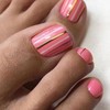 Vezocim Press on Toenails with Gold White Line Designs, 24Pcs