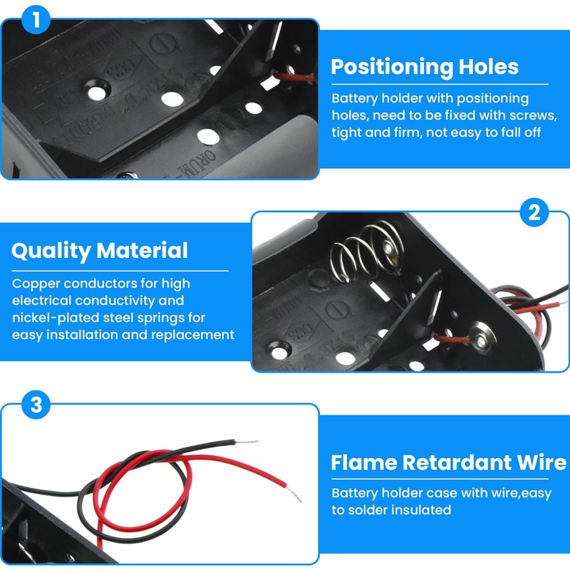 SDTC Tech 2-Pack 2 Slot D Cell Battery Holder 3V