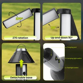 Telescopic Camping Light, 3000mAh Rechargeable Camping Lantern - 2 Dimmable Modes & 3 Flashlight Modes, IPX4 Waterproof, Portable Collapsible Light for Camping, Hiking, Home Emergency