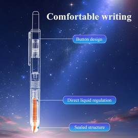 Protectivemethod Fountain Pen Retractable 0.38mm, Blue&black Ink Transparent Barrel Includes 5 Refillable Ink Cartridges, Clictek Fountain Pen Set, for Smooth Writing No Leaking (Black(Blue))