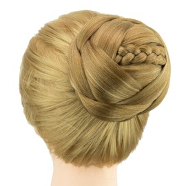 IMISSU Dancer Braided Chignon Hair Cover Doughnuts Hairpieces Scrunchie Hair Bun Wig Updo at Wedding Party (M3 Copper Mix)