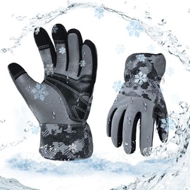 Vgo... 1Pair 0℃/32°F Winter Cow Leather Work Gloves, Cold Weather Waterproof Safety Work Gloves,Cold Storage or Freezer Use(Size M,Gray,CA9790FLWP)