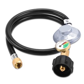 JEASOM 3Feet Propane Regulator and Hose with Gauge, Propane Regulator with Hose Universal QCC1 Replacement for Most LP Gas Grill Burner Stove Fire Pit Heater and More