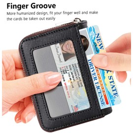 FurArt Credit Card Wallet, Zipper Card Cases Holder for Men Women, RFID Blocking, KeyChain Wallet, Compact Size