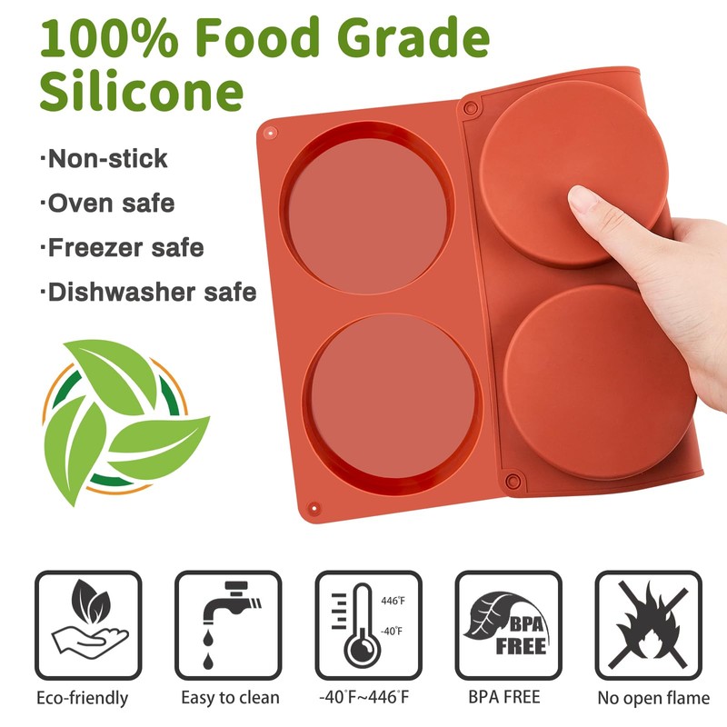 JOERSH 2-PK Silicone Egg Mold for Breakfast Sandwiches 4 Inch