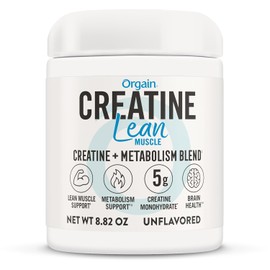 Orgain Micronized Creatine Monohydrate Lean Muscle Powder with Metabolism Blend, Unflavored, 50 Servings, Supports Muscle Strength and Brain Health, No Dairy or Soy, Gluten Free, Vegan