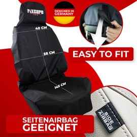 fixcape PRO Sitzbezug Auto Vordersitze universal wasserdicht (schwarz) – Auto-Sitzschoner vorne - Autositzbezüge für Vordersitze – Überwurf Sitzbezüge Sitzauflagen für Werkstatt