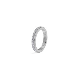 Qudo Eternity Big Memory Ring Stainless Steel Silver, Stainless steel zirconia