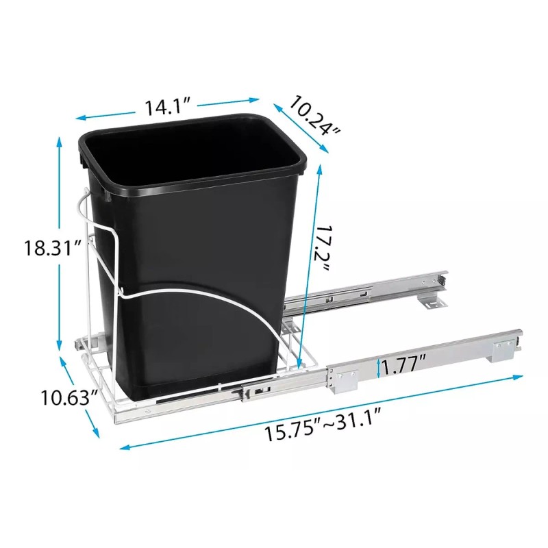 ghgfh Rieles Cocina Contenedor Bote Basura Extraíble Gabinete