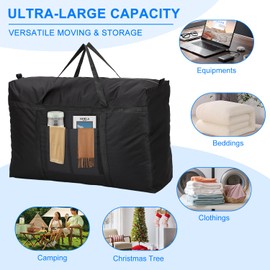 187L Extra Large Storage Duffle Bag with Zippers and Handles, Big Foldable Duffle Bag for Travel, Heavy Duty Storage Bags With 2 Pockets Outside