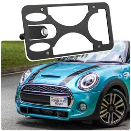 No Drill License Plate Holder Compatible with Mini Convertible (F57) 2016-2022 Front Tow Hook License Plate Mount Bumper Bracket Holder Car Tag Frame Adapter Accessories
