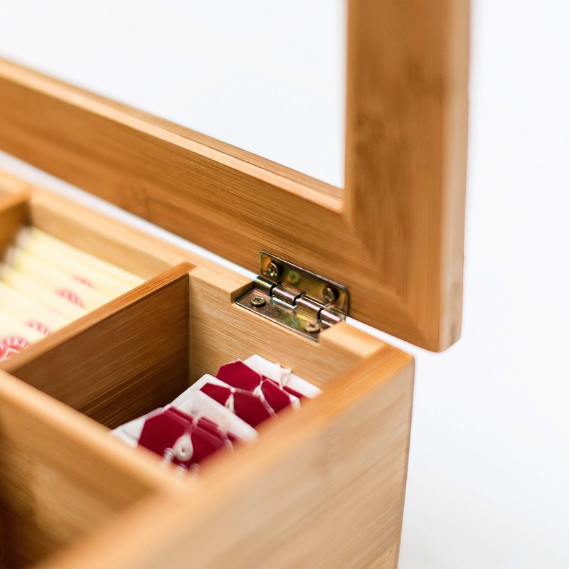 Relaxdays Bamboo Box with 8 Compartments Bag Caddy Wooden with