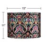Multi-Color Embroidered Large Drum Lamp Shade 15" Top x 15"