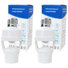 INGQI Motion Sensor Light Socket Smart Screw in Light Bulb Compatible for E26/e27 Automatic on Off Night Light Control for Basement Basement Porch Storage Room(2pcs White)