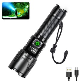 Minsk Flashlights High Lumens, Rechargeable Flashlights with Digital Power Display, 4500 Lumen Super Bright Flashlight, Zoomable Flash Light for Outdoors