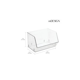 mDesign Plastic Open Front Food Storage Bin for Kitchen Cabinet, Pantry, Shelf, Fridge/Freezer - Organizer for Fruit, Potatoes, Onions, Drinks, Snacks, Pasta - 8 Pack - Clear