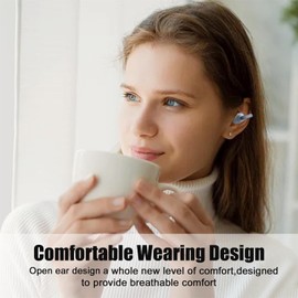 Quidnuran Clip on Earbuds Open Earbuds Wireless Earphones Wireless Bluetooth 5.3 Clip on Headphones Sports Earphones Open Ear Headphones Built-in Microphone with Charging Case for Runnin MY14