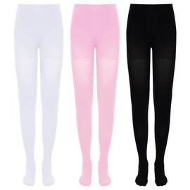 Dxhycc 3 Pack Girls Ballet Tights Soft Elastic Footed Dance Tights for Toddler Girls Ballet School Uniform