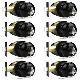 Probrico Door Knob with Lock and Key, 8 Pack Interior Exterior Door Lock Knob, Bedroom Bathroom Door Handles, Adjustable Latch