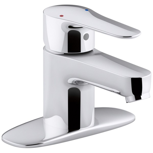 KOHLER K-98146-4-CP July Single Handle Bathroom Sink Faucet with Escutcheon, Polished Chrome