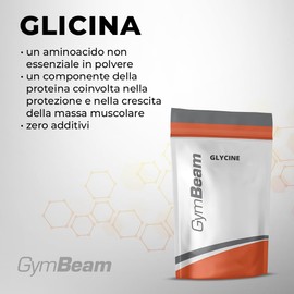 GymBeam Glycinpulver - Hochwertiges Glycin in Pulverform, unterstützt Muskelwachstum und -schutz, optimiert Schlafqualität und Verdauung, nicht-essenzielle Aminosäure Glycin