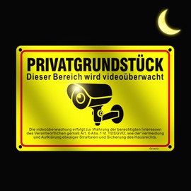 Goodvia Privatgrundstück Video Surveillance Signs DSGVO Metal Aluminium 30 x 20 cm This Area Is Video Surveillance Sign UV Protection Reflective Waterproof and Rustproof Thanks to Antioxidants