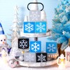 8 Pcs Snowflake Wooden Signs Winter Tiered Tray Decor Christmas