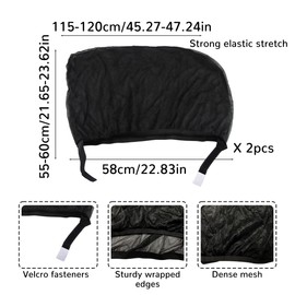 Car Sun Protection Net, Hillylolly Sun Protection Car with UV Protection, Front Side Window, for Car Windows, for SUV/Estate/Small Cars etc (Black, Back 2)