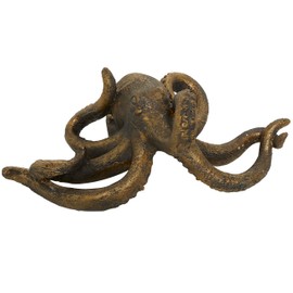 Deco 79 Polystone Octopus Decorative Sculpture Home Decor Statue with Long Tentacles and Suctions Detailing, Accent Figurine 11" x 7" x 5", Black