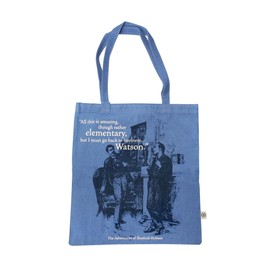 Half Moon Bay I Must Go Back To Business - Sherlock Holmes - Blue 16.5 x 15 Inch 100% Recycled Cotton Reusable Grocery Shopping Bag, Sherlock Holmes Blue, 16.5 x 15 Inch
